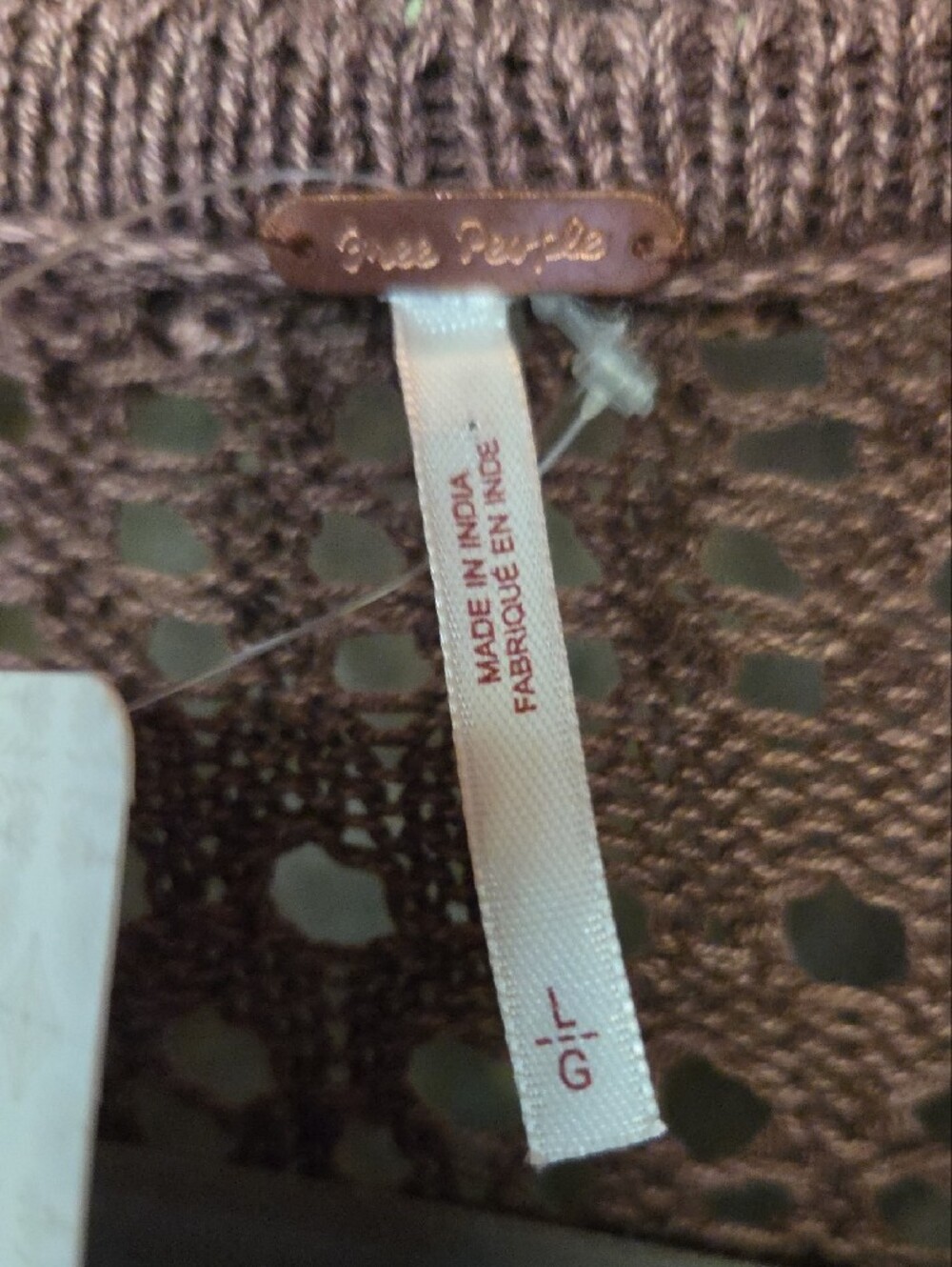 Free People Mauve Crochet Knit Button-Front Long Sleeve Top - Picture 2 of 3